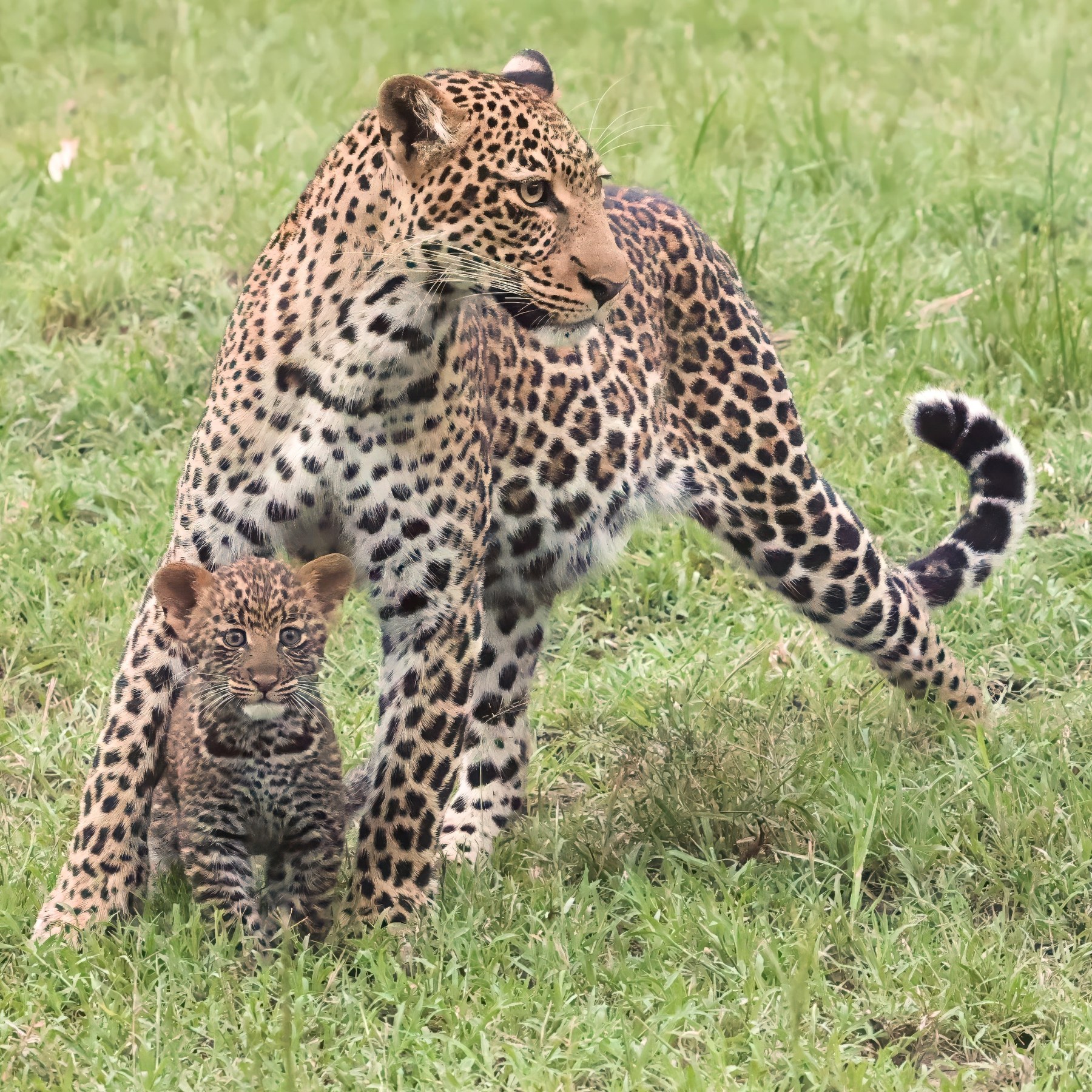 Leopard with a young cub in the Maasai Mara