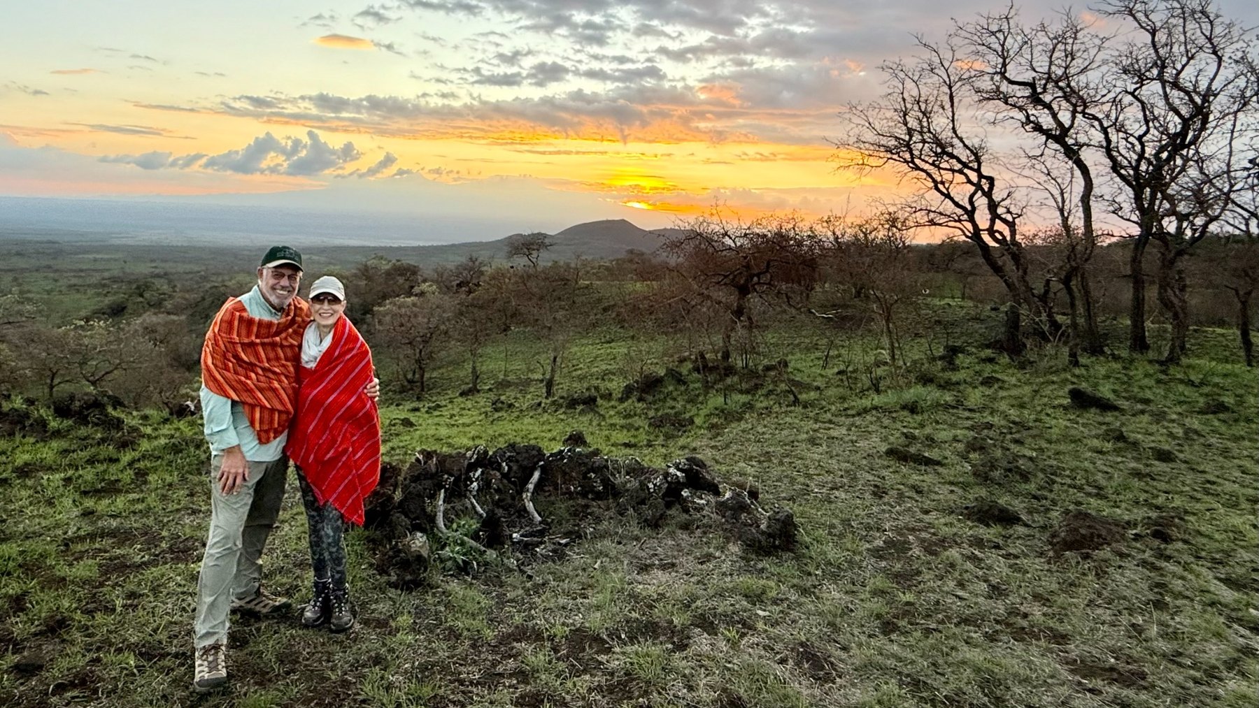 Bill and JP together at sunset in the Chyulu Hills during their 2024 Kenya journey